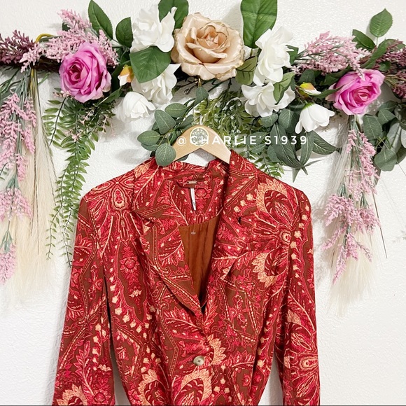 New Free People Abigail Boho Paisley Bell New Sleeves Blazer - Picture 3 of 8